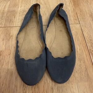 Kelly & Katie Dark Blue Suede Scalloped Loafers